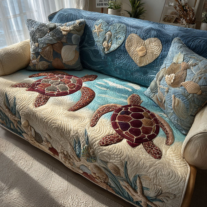 Coastal Quilted Sofa Cover NCU0VT362