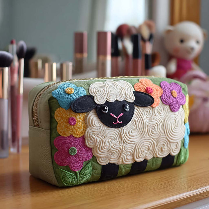 Marjorie - Quilted Toiletry Bag - Floral Pattern