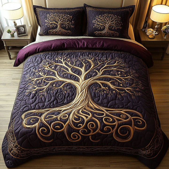Mystic Tree of Life 3-Piece Quilted Bedding Set NCU0PT3817