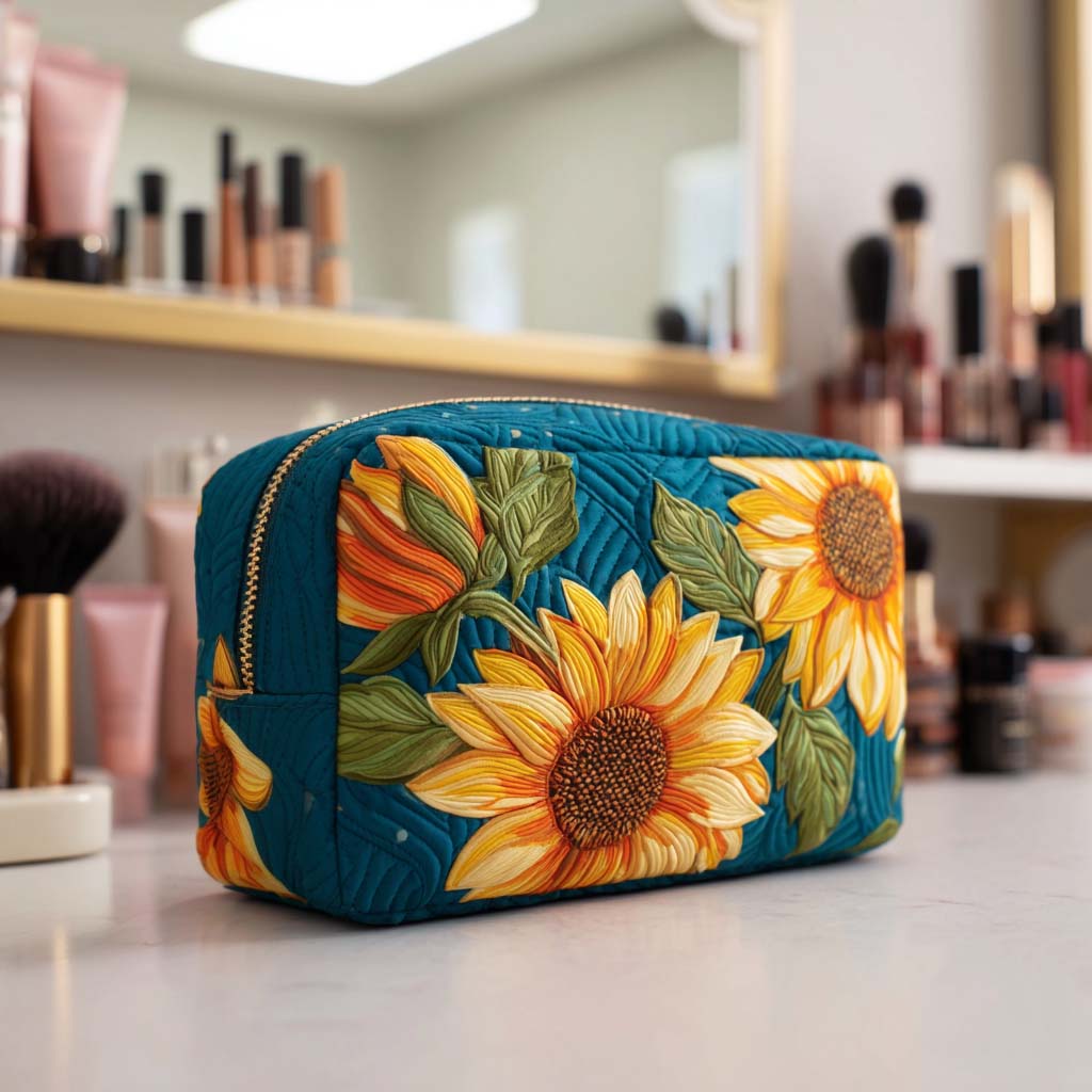 Nadine - Quilted Toiletry Bag - Cheerful Flower