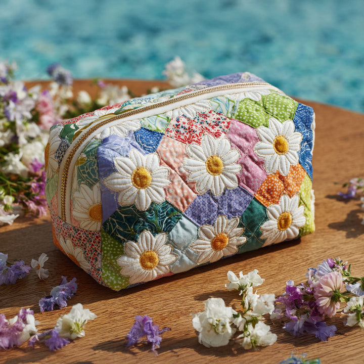 Nell - Quilted Toiletry Bag - Petals