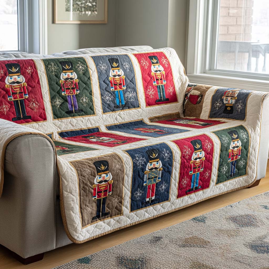 Nutcracker Parade Quilted Sofa Cover NCU0XD741