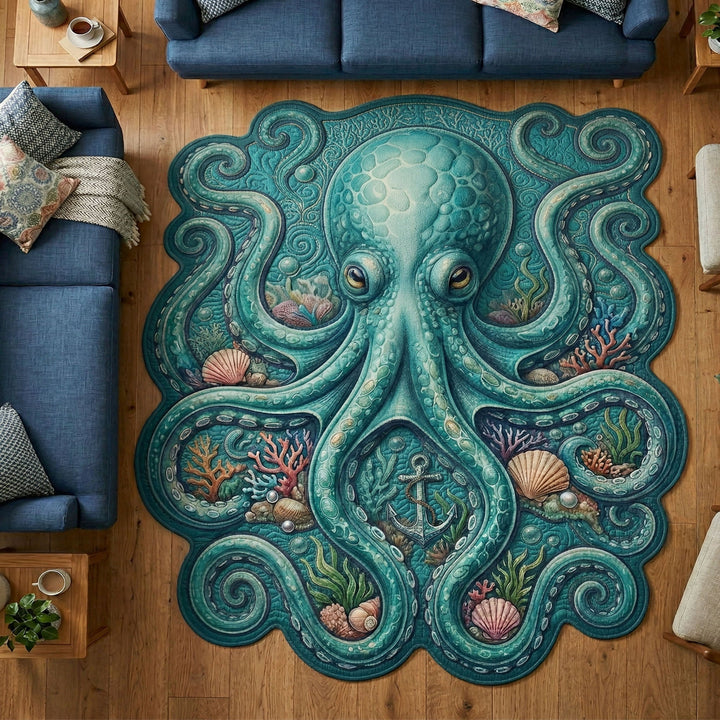 Ocean Octopus Custom Shape Area Rug NCU0NT12632