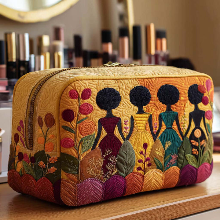 Patricia - Quilted Toiletry Bag - Golden Accents