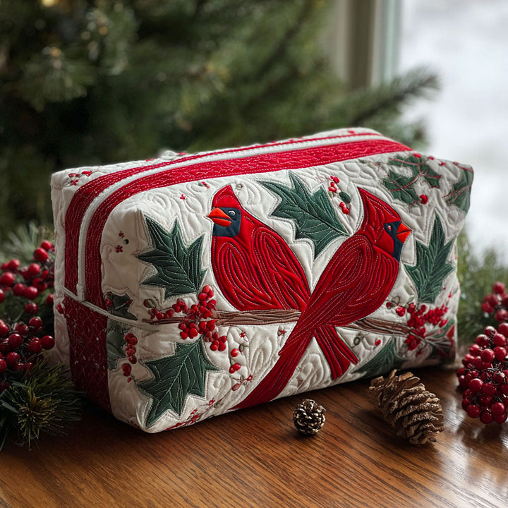 Paula - Quilted Toiletry Bag - Cream Flower