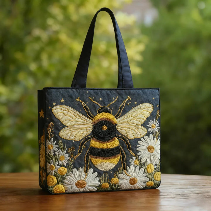 Quilted Tote Bag - Bee and Daisies