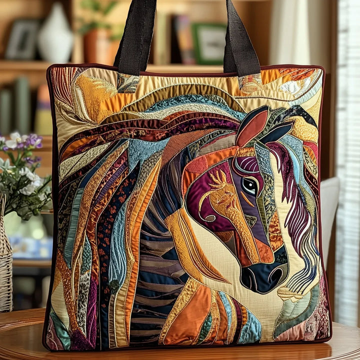 Quilted Tote Bag - Mosaic Horse