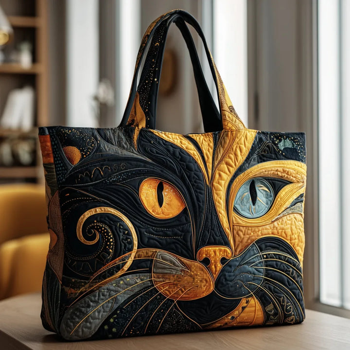 Quilted Tote Bag - Mystical Cat