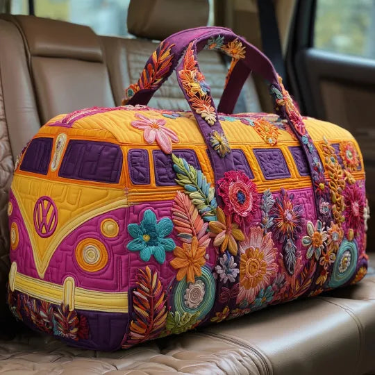 Quilted Travel Bag - Folk Flower Camper