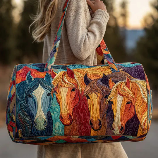 Quilted Travel Bag - Painted Horses