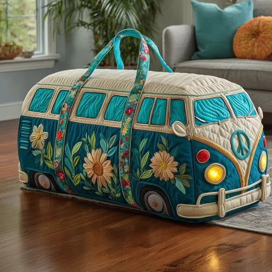 Quilted Travel Bag - Teal Camper