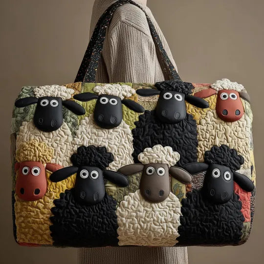 Quilted Travel Bag - Woolly Sheep