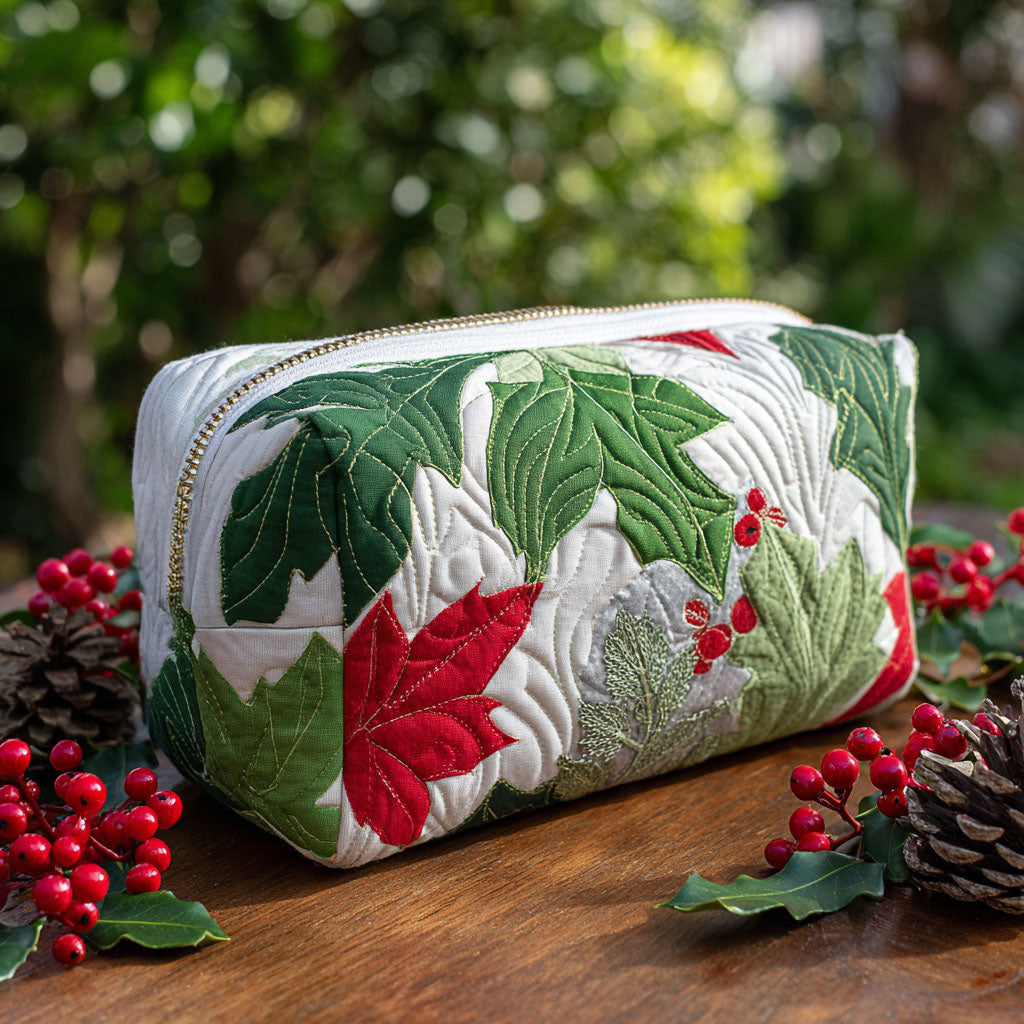 Rachel - Quilted Toiletry Bag - Christmas Green