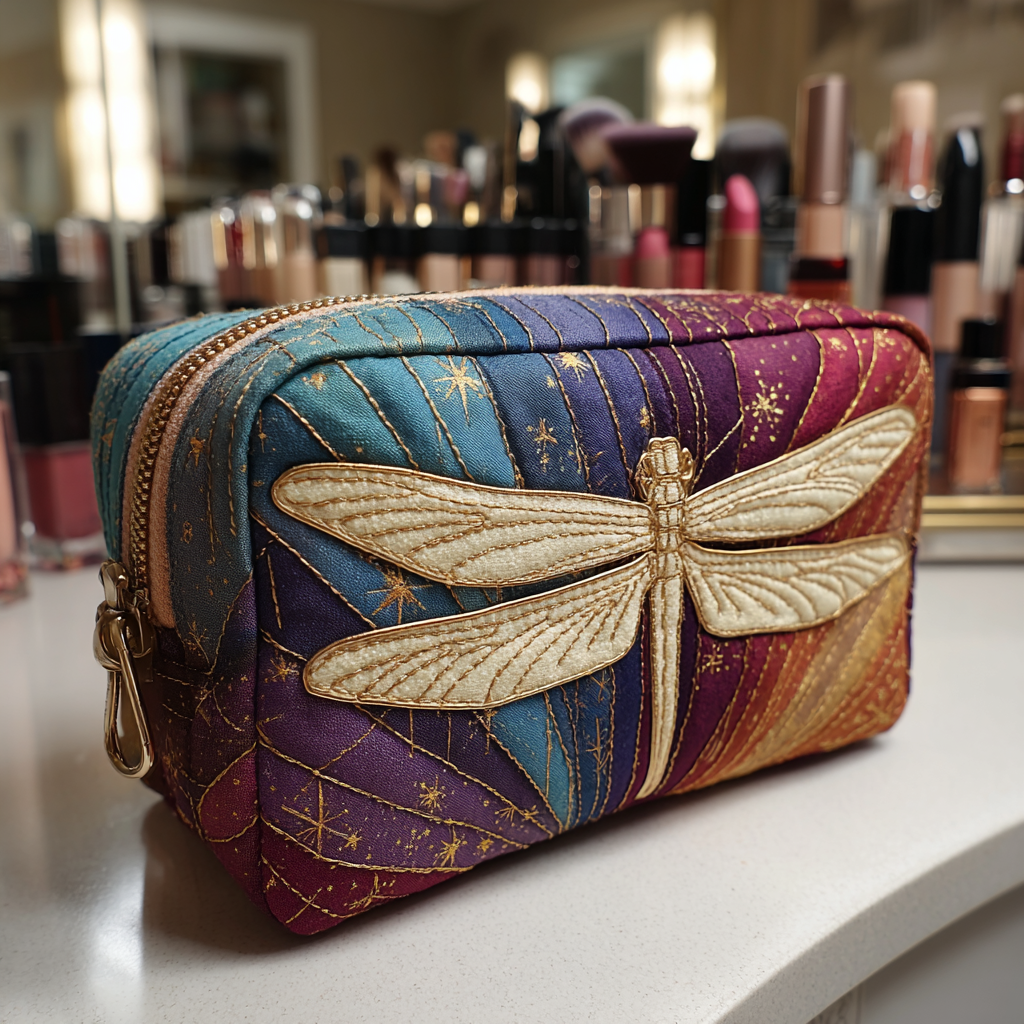 Robin - Quilted Toiletry Bag - Dragonfly