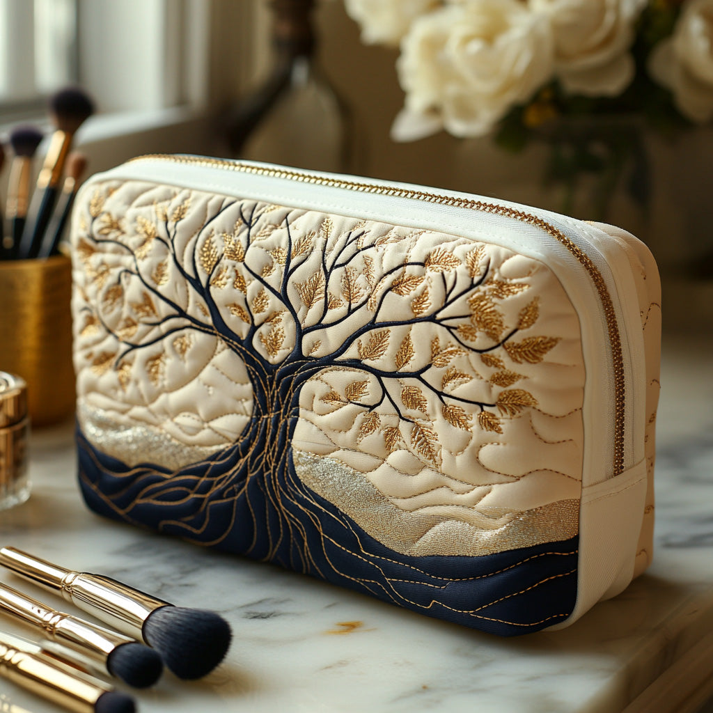 Selina - Quilted Toiletry Bag - Tree of Life
