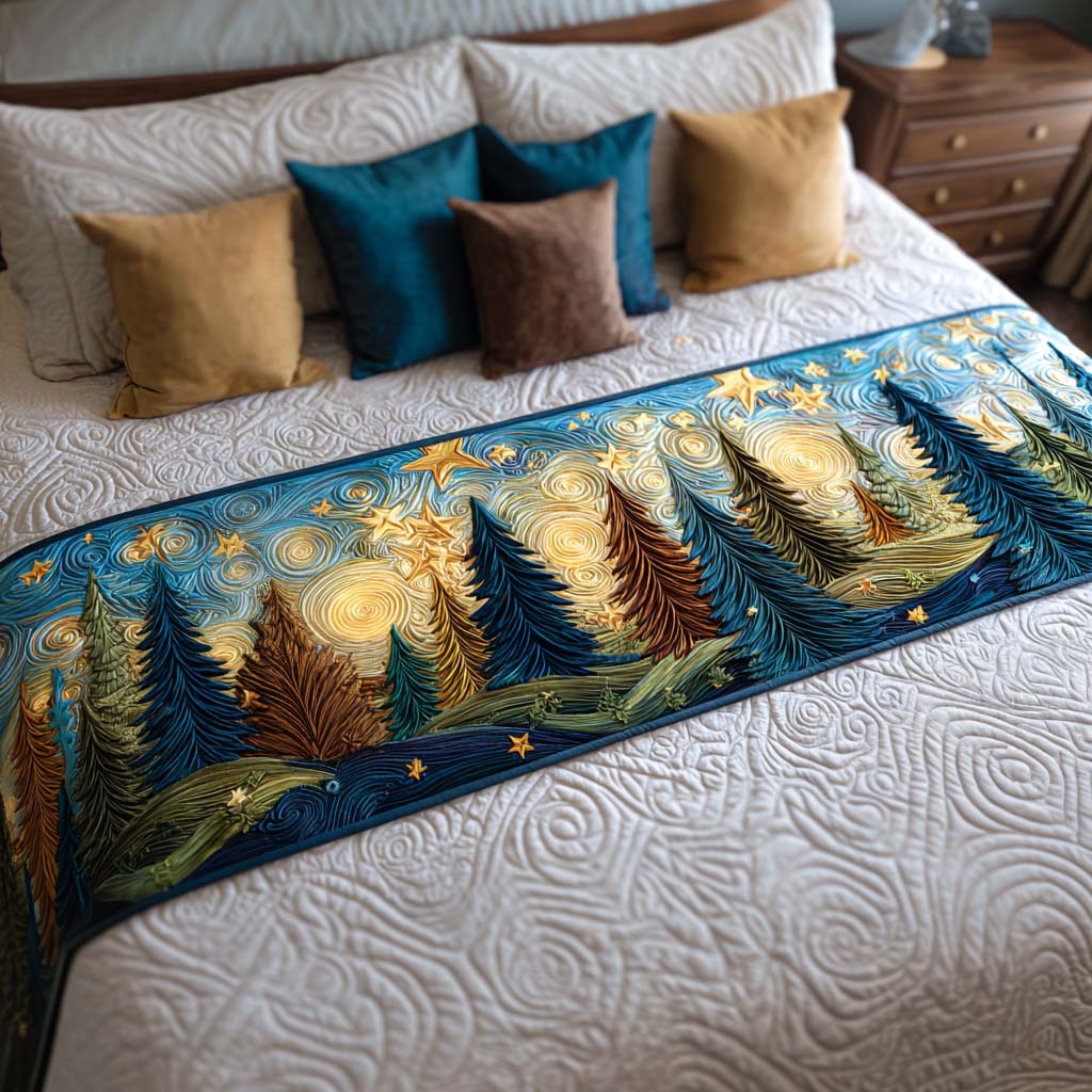 Starry Pines Glow Quilted Bed Runner NCU0NT8597