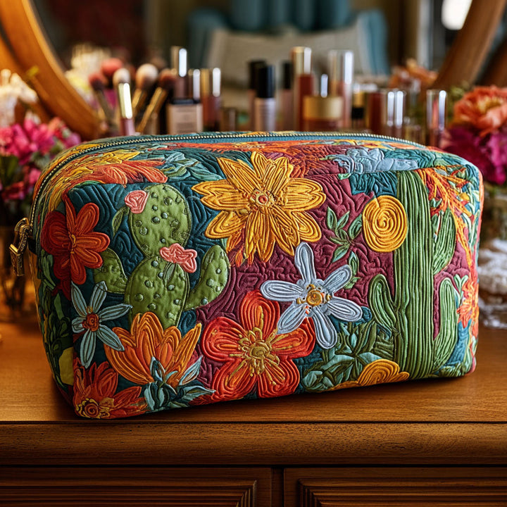 Tillie - Quilted Toiletry Bag - Colorful Cacti