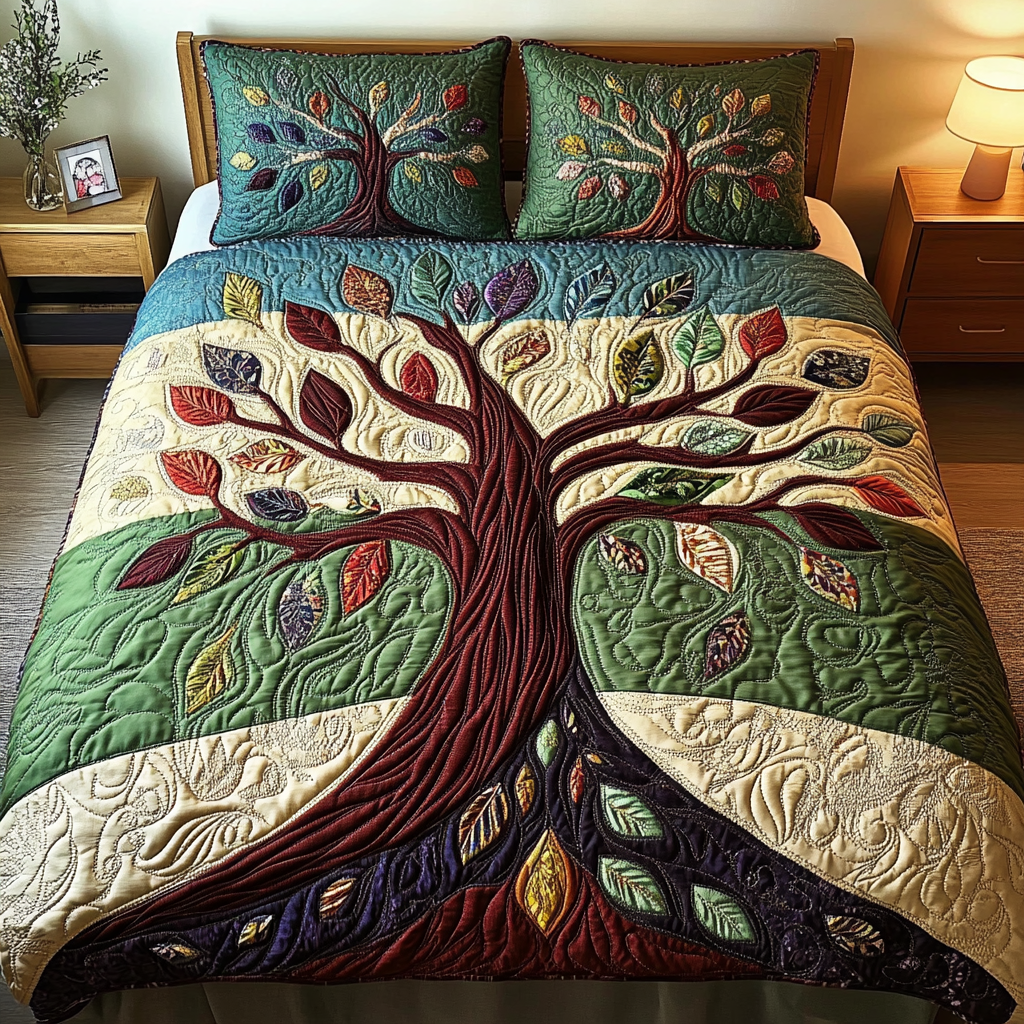 Tree of Life 3-Piece Quilted Bedding Set NCU0DK2459