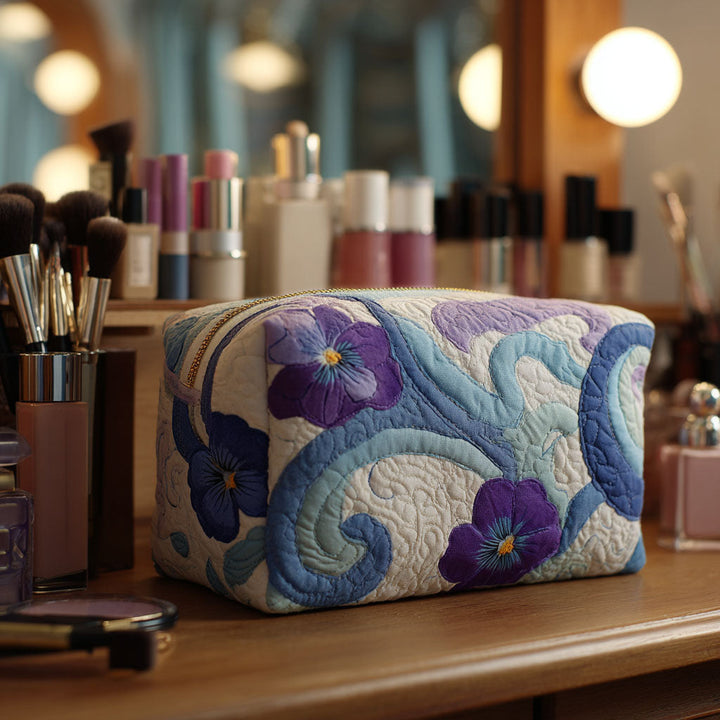 Victoria - Quilted Toiletry Bag - Midnight Purple