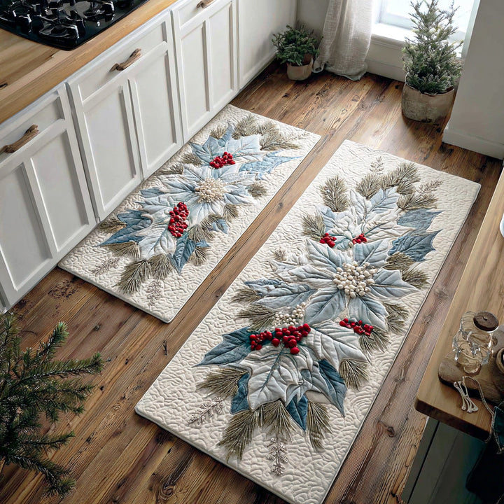 Winter Poinsettia Charm Kitchen Area Rug NCU0TD1728
