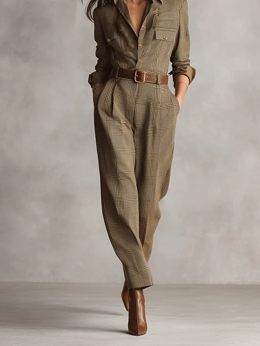Corenne - Elegant Plaid Dress