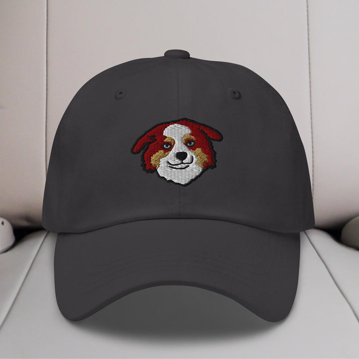 Mini American Shepherd/Mini Aussie Head (Red) Embroidered Hat