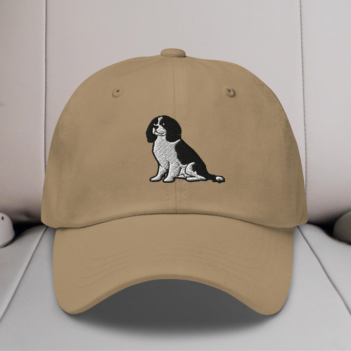 Cavalier King Charles Spaniel Sit (Black & White) Embroidered Hat