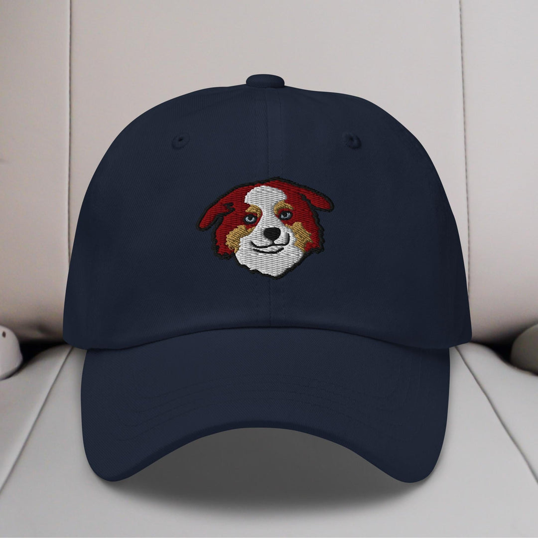 Mini American Shepherd/Mini Aussie Head (Red) Embroidered Hat