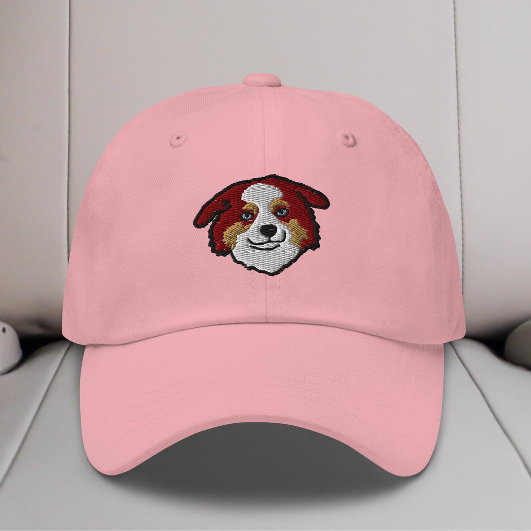 Mini American Shepherd/Mini Aussie Head (Red) Embroidered Hat
