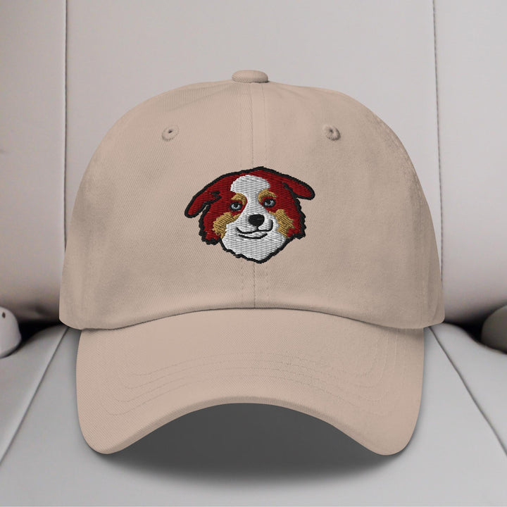 Mini American Shepherd/Mini Aussie Head (Red) Embroidered Hat