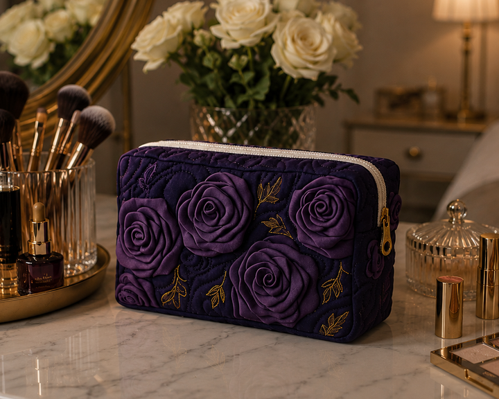 Amethyst Blossom Quilted Makeup Bag NCU0DV7738