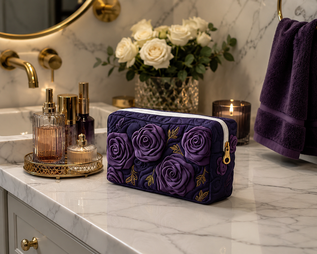 Amethyst Blossom Quilted Makeup Bag NCU0DV7738