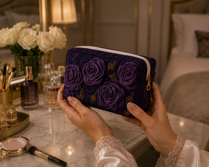Amethyst Blossom Quilted Makeup Bag NCU0DV7738
