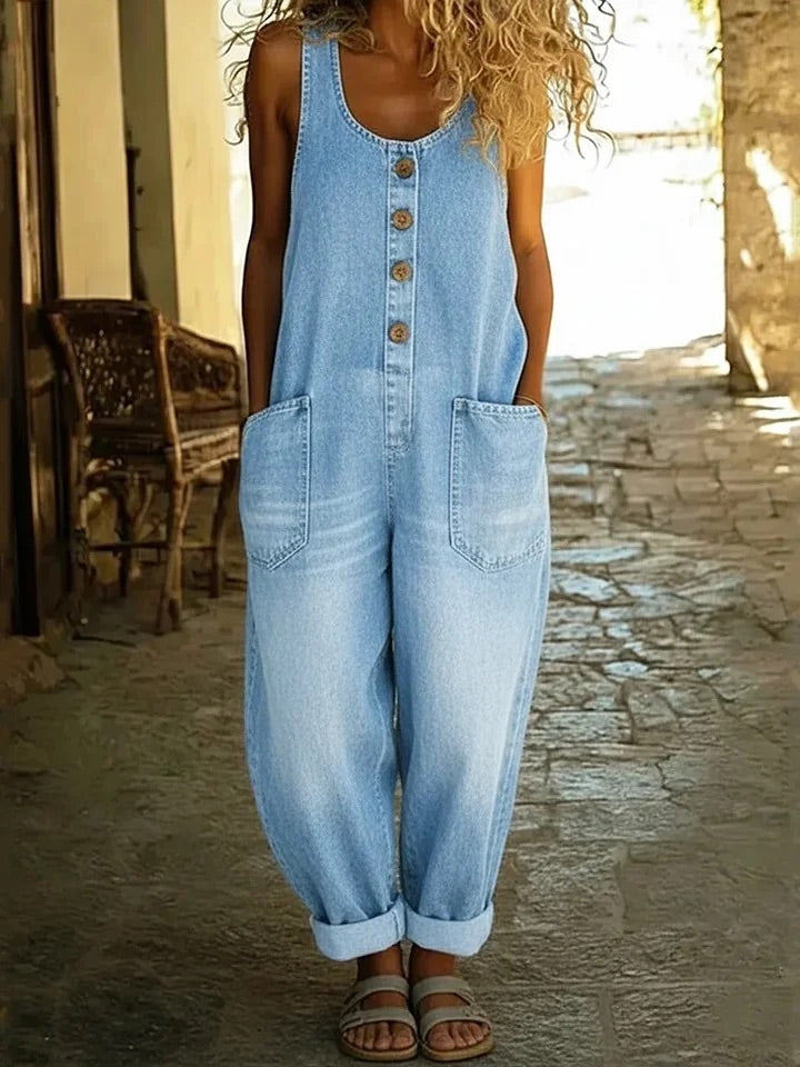 Ruth | Vintage Washed Cotton Denim Overalls
